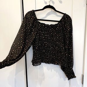 Madewell long sleeve smocked chiffon top